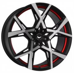 Cerchi in Lega Barracuda Project X 10.0x22 Black Brushed Surface Undercut Trim Line Red