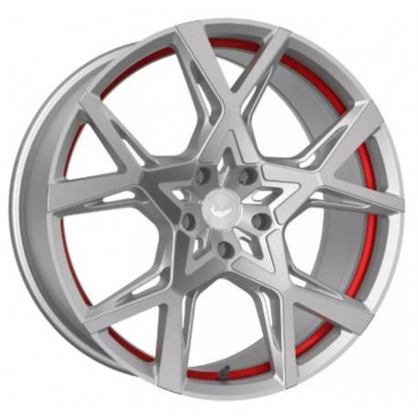 Cerchi in Lega Barracuda Project X 10.0x22 Silver Brushed Surface Undercut Trim Line Red