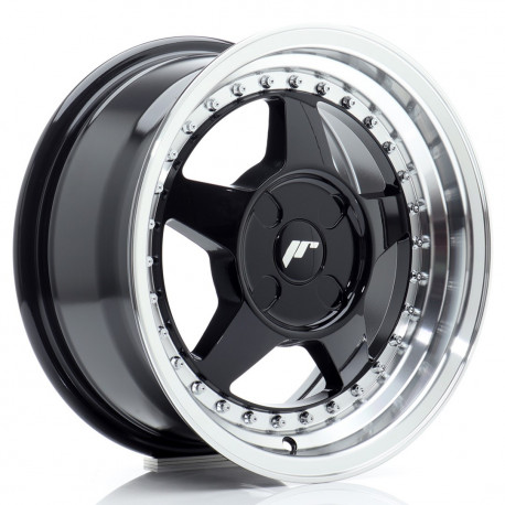Cerchi in lega Japan Racing Jr6 7.0x15 Gloss Black w/Machined Lip