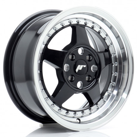 Cerchi in lega Japan Racing Jr6 7.0x15 Gloss Black w/Machined Lip