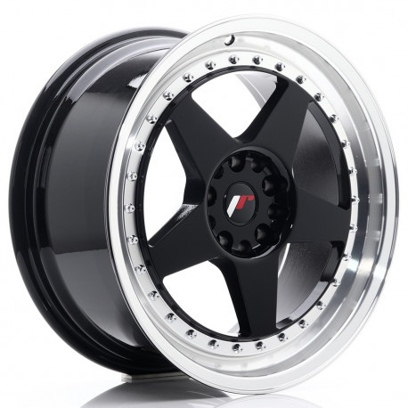 Cerchi in lega Japan Racing Jr6 8.5x18 Gloss Black w/Machined Lip